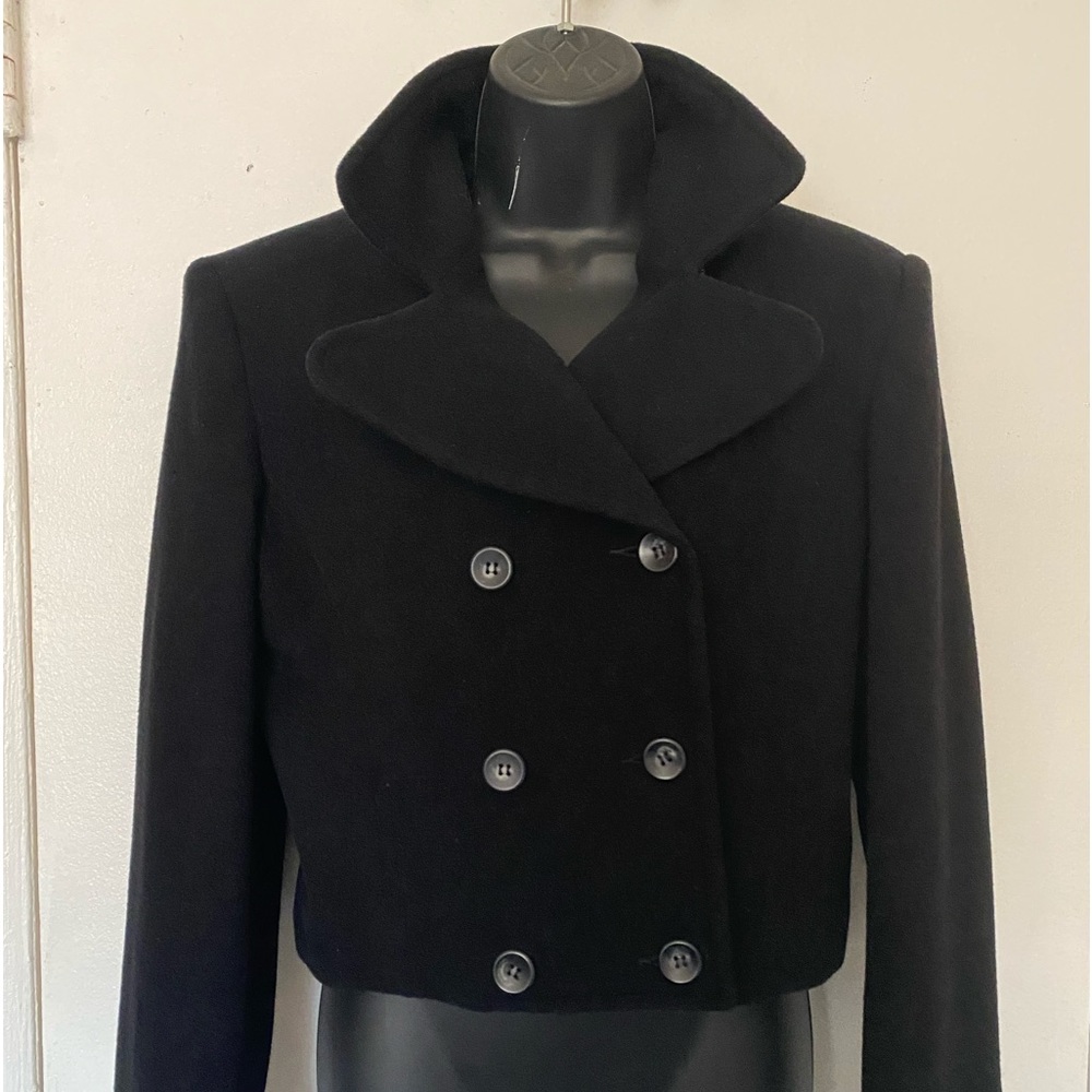 Express Vintage Double Breasted Black Wool Cropped Peacoat size XS